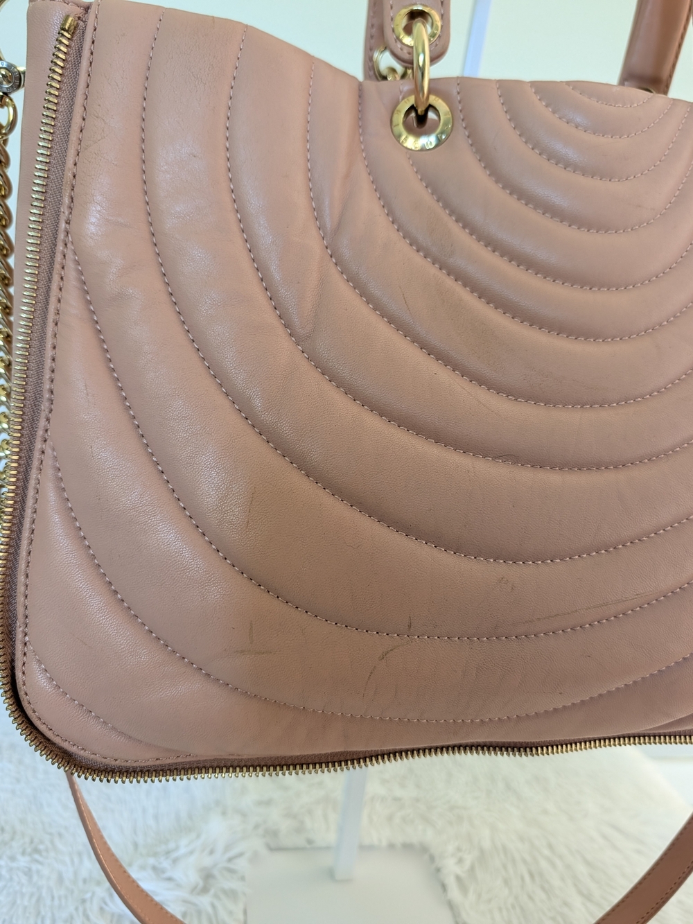 Henri Bendel No. 7 Pink Lambskin Quilted Tote - Picture 7 of 16
